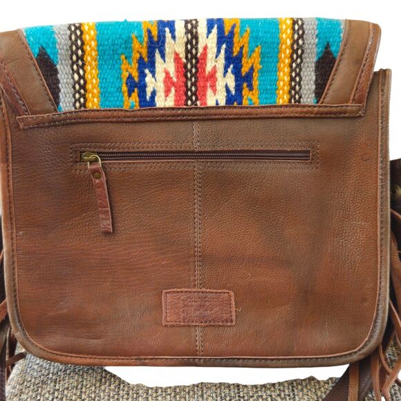 American Darling Saddle Blanket Leather Crossbody Bag Western Fringed Purse - Picture 5 of 11